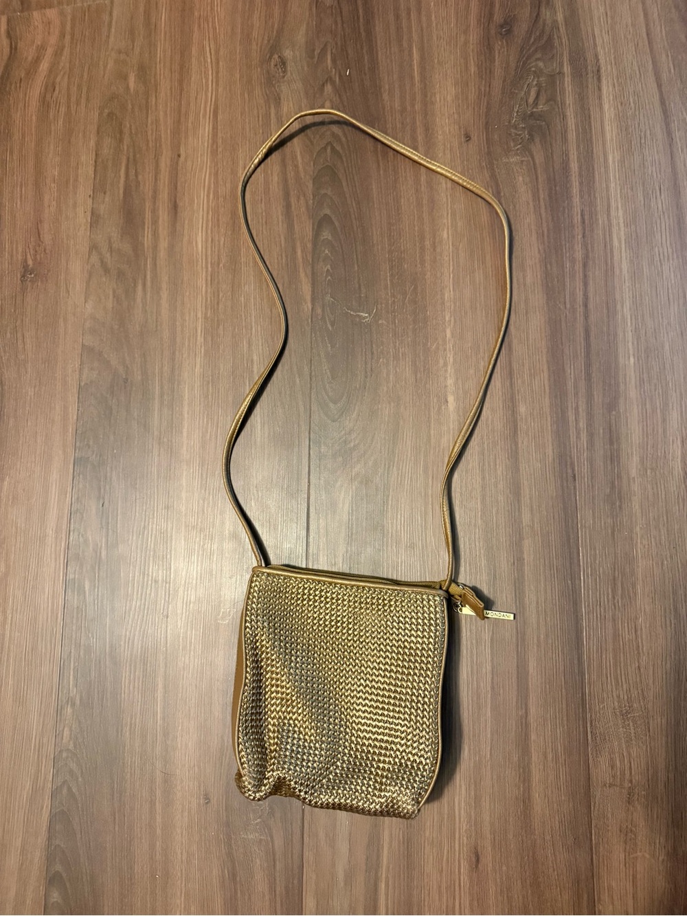 Mondani Gold Woven Crossbody Bag